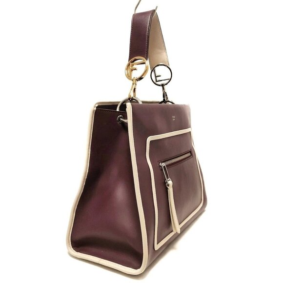 Auth FENDI Runaway 8BH343 Bordeaux Beige Leather - Handbag - Picture 4 of 8
